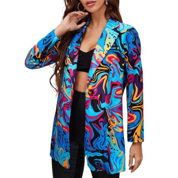 

women's suits & blazers drop women blazer contrast color print single button autumn winter lapel long sleeve slim jacket for dating, White;black