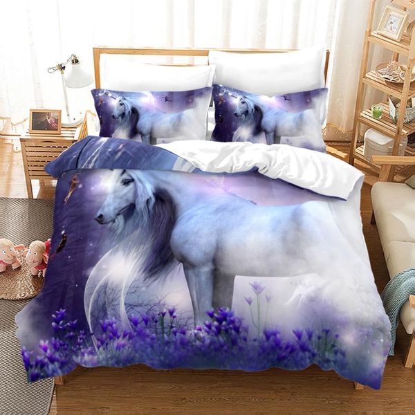 

bedding sets print horse set single twin full  king size animal horses bed kid bedroom duvetcover 3d 004