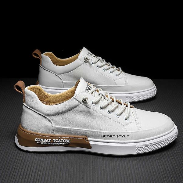 

first layer cowhide small white sho men's 2021 fashion autumn thin versatile casual board