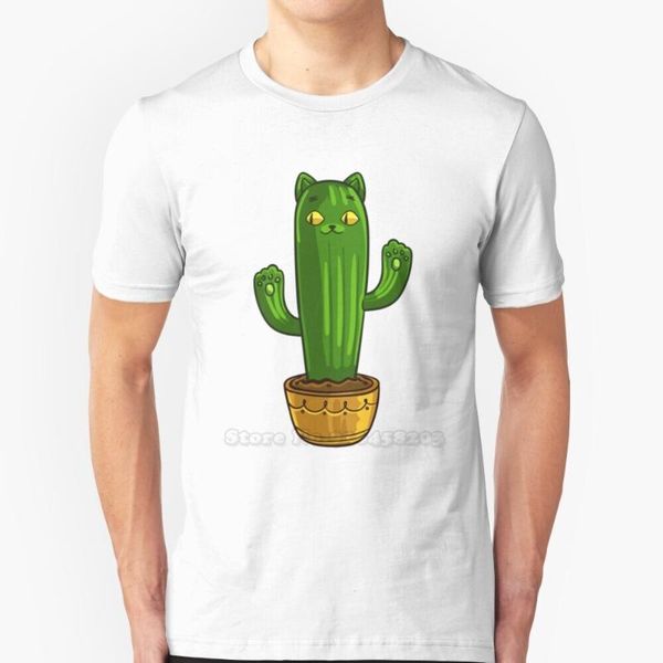 

men's t-shirts catcus cactus cat summer lovely design hip hop t-shirt succulent cacti friend lovers plant, White;black