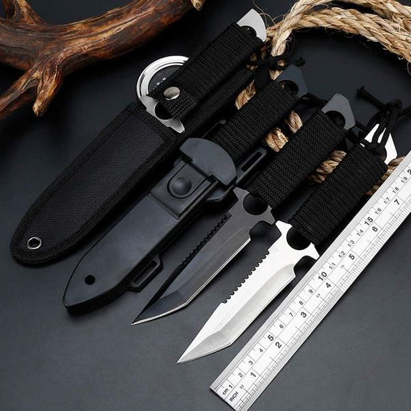 

stainess stee diving straight knife surviva camping pocket knife outdoor tactica knife eggings paratroopers