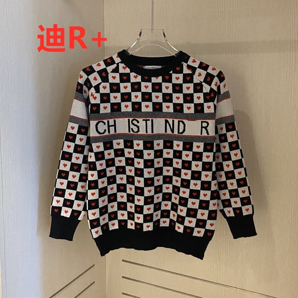 

chaopaidi 21 autumn and new love checkerboard knitted sweater couple casual round neck long sleeve, White;black