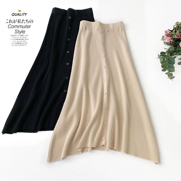 

skirts women knit long skirt fashion qy01, Black