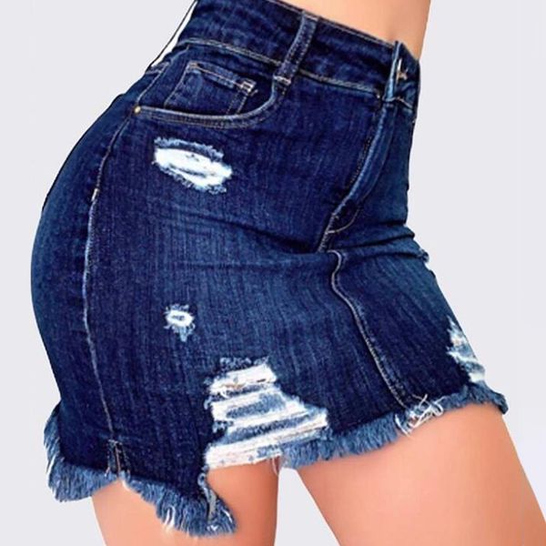

jeans skirt for women ripped hole bodycon jeans skirt ladies summer pocket mid waist skirt female streetwaer skirts d30, Black