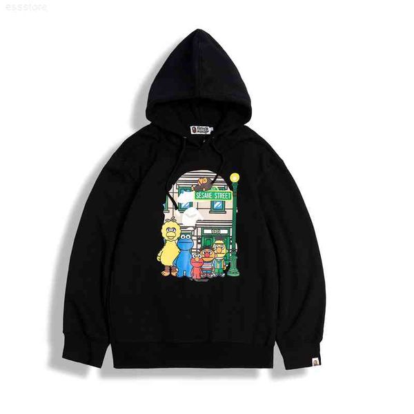 

jerseys hoodies trendy co branded cartoon print pullover hoodie, Black