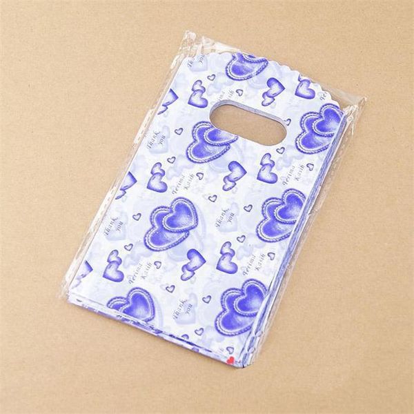 

gift wrap 100pcs/lot plastic packaging bags with handle small 14x9cm