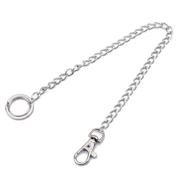 

keychains long metal wallet belt chain rock punk trousers hipster pant jean keychain ring clip keyring, Silver