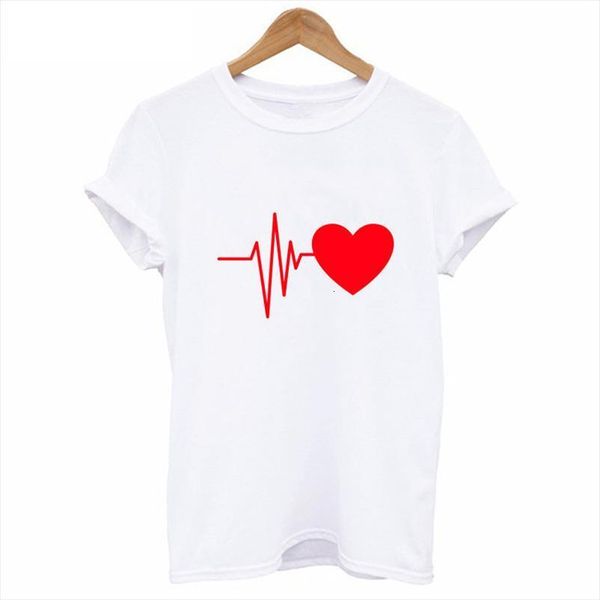

love print summer casual multicolor women pattern funny tee fashion, White