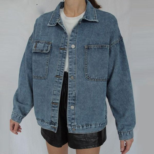 

women's jackets jean jacket women clothes oversized jeans denim coat korean coats spring fall 2021 for solid casual, Black;brown