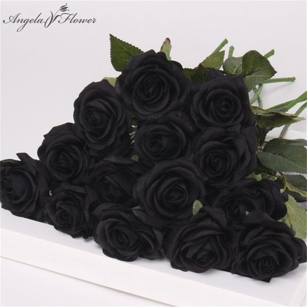 PU Real Touch Искусственная черная роза тюльпан великолепный латекс цветок тычинки свадебный поддельный цветок Dcor домашняя вечеринка Мемориал 15 шт. / Лот 210317