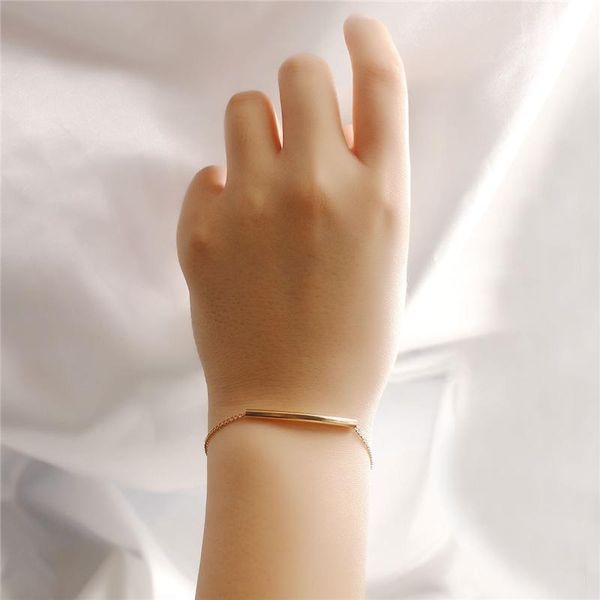 

2021 classic luxury long tubes gold silver color link chain slide charm bracelets&bangles for women jewelry, Golden;silver