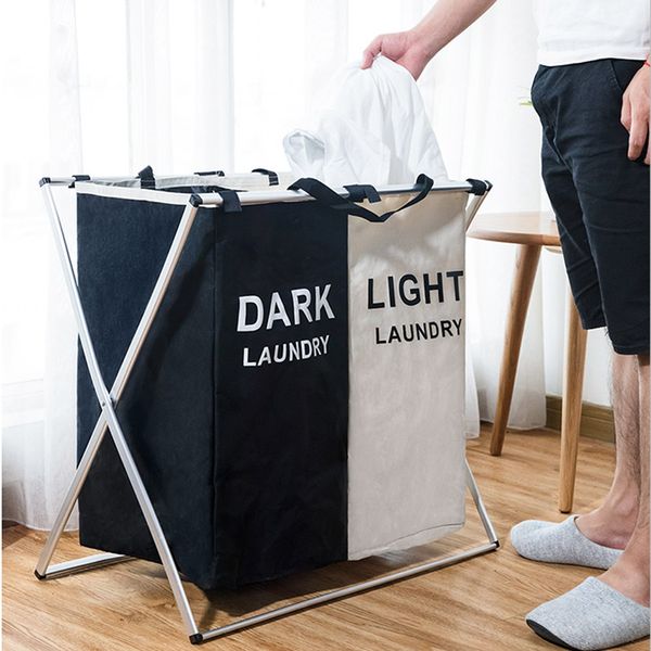 

Dirty Cothes Waterproof Storage Basket Three Grid Organizer Home bathroom Coapsibe arge aundry Hamper Basket Drop shipping