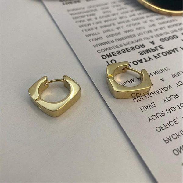 

hoop & huggie 2021 korean fashion retro geometric golden metal earrings for woman girls aesthetic jewelry accessories, Golden;silver