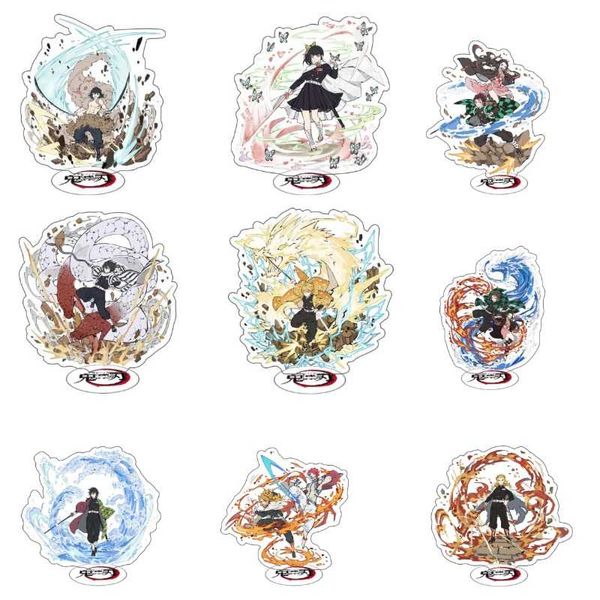 

keychains 2021 anime demon slayer kimetsu no yaiba tanjirou nezuko special effects modelÂ acrylic desk stand figure rengoku model gift, Silver