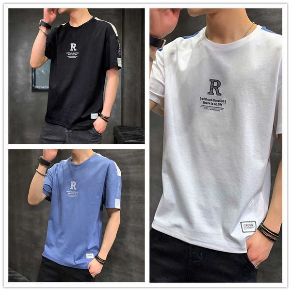 

sleeve t-shirt short men's 2021 summer fashion slim fit korean casual t-shirt wear c, White;black