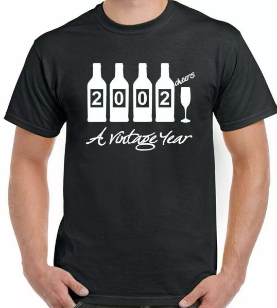 

2002 bottles men funny novelty 19th birthday t-shirt gift idea, White;black