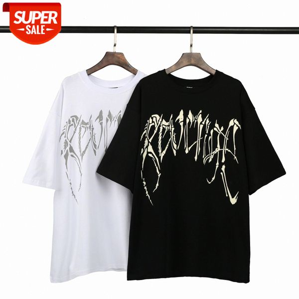 

revenge style bones tee keel skull reflective short-sleeved t-shirt xxx same paragraph high street men and women #ik9a, White;black