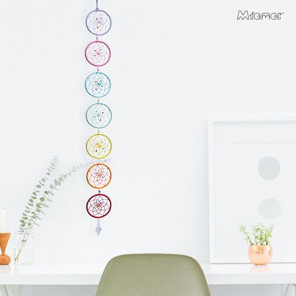 

chakra muladhar dreamcatcher 7 rings colorful dream catcher home wall hanging decor & car pendant ornament gift amor096 decorative objects f