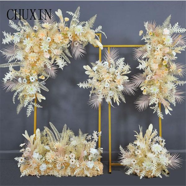 

decorative flowers & wreaths custom champagne wedding arch hanging floral arrangement stage party backdrop decor artificial corner flower ro