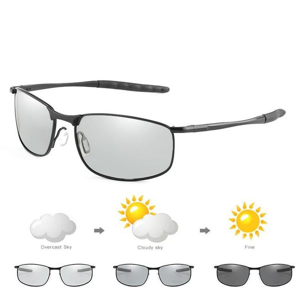 

pchromic sunglasses men polarized glasses male change color polaroid sun glasses for men outdoor sports driving uv400, White;black