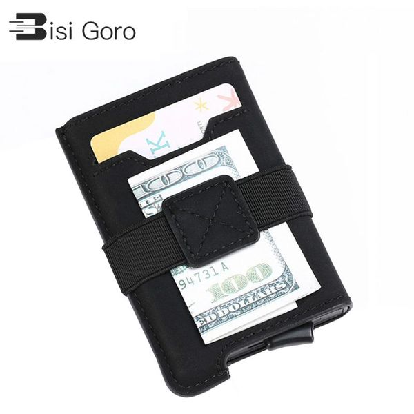 

pu leather wallets automatic pouch for men and women id case rfid holder, Red;black