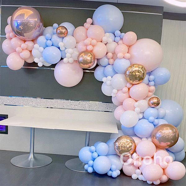 

pink blue white rose gold macaron pastel balloon garland arch kit kids birthday party decoration baby shower wedding set