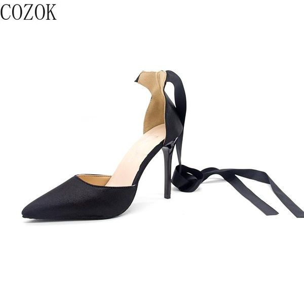 

women sandals fashion mature shoes trend high heel ankle strap studio all-match female, Black