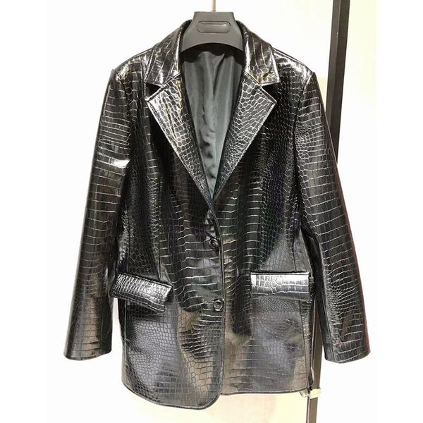 

genuine sheepskin coat for women 2021 spring jackets fashion female winter real leather jacket turn-down collar office women's & faux, Black