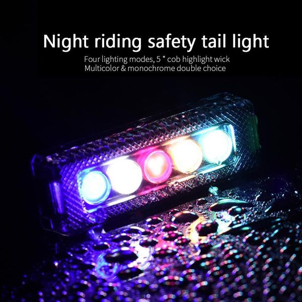 

bicycle tail rear light usb charge warning taillights colorful bright waterproof cycling lights bike led lamp