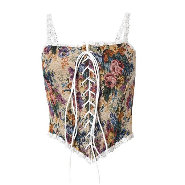 

belts women vintage flower print bustier tank elegant slim corset crop with straps for party club ordinary, Black;brown