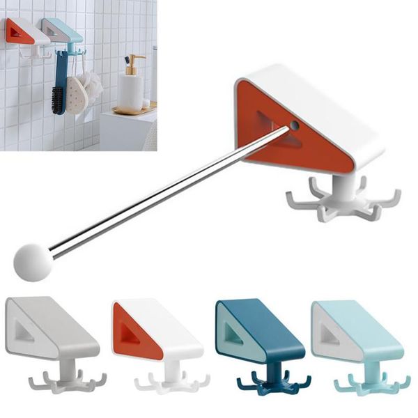 

kitchen accessories organizer bathroom storage shelf rotatable hook rack with towel rag drain hanging rod hooks & rails