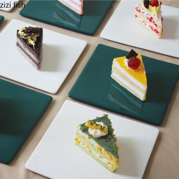 

baking & pastry tools household square ceramic cake plate fruit dessert porcelain modern hand steak decoration accessories