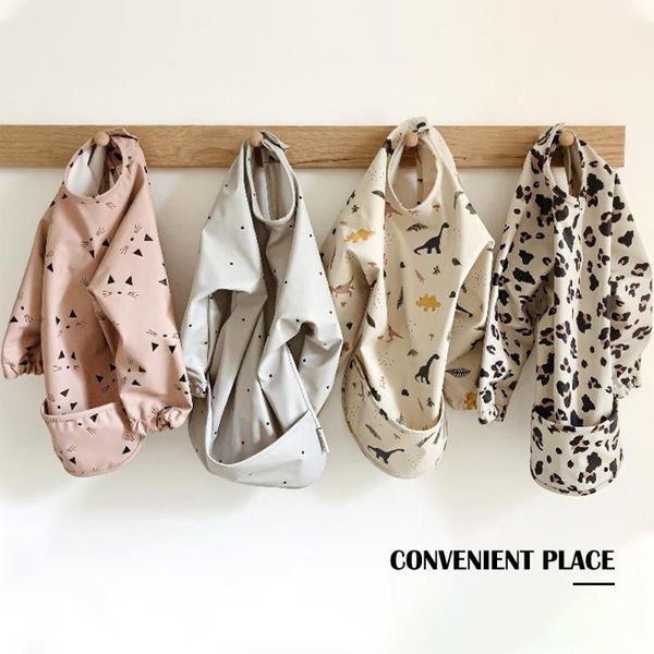 

bibs & burp cloths 6 styles est arrival baby kids toddler long sleeve waterproof art smock feeding bib apron pocket fit