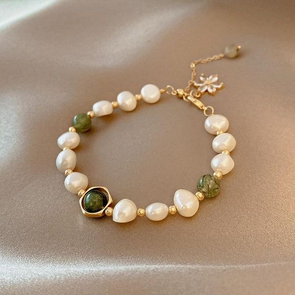 

beaded, strands flower zircon pendant natural freshwater pearls crystal beaded bracelets for women female 2021 party fashion jewelry ybr546, Black