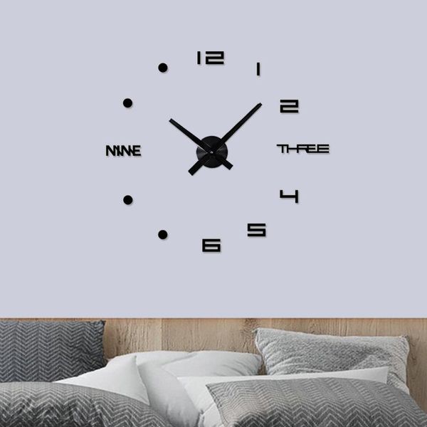 

wall clocks acrylic pointer digital battery powered bedroom silent stickers decoration home living room 3d frameless clock modern diy