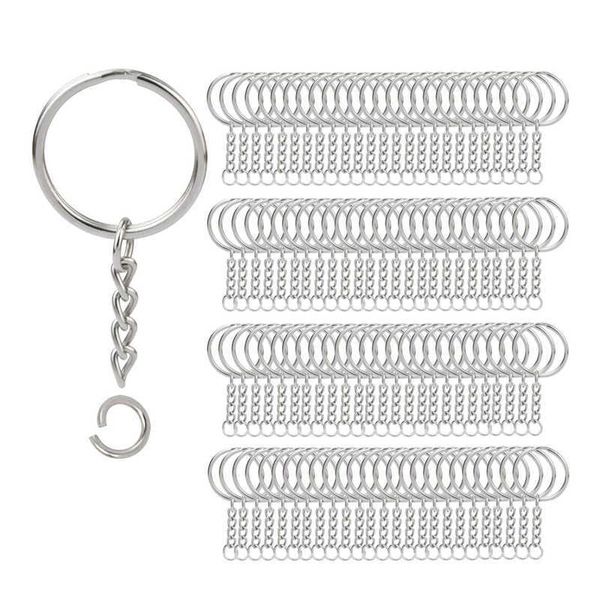 200 pcs split anéis chave chaveiros com chain chaveiro e anéis de salto aberto a granel para artesanato DIY (1 polegada / 25mm) H0915