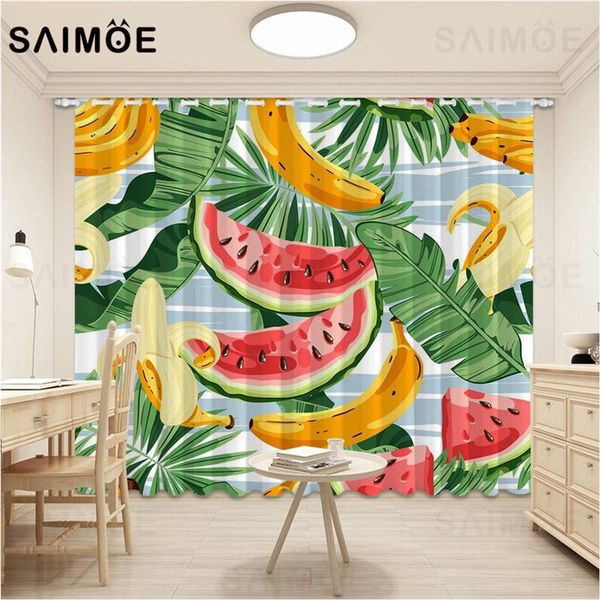 

curtain & drapes green plant leaves tropical fruit living room banana pineapple modern curtains bedroom ultra micro shading decor