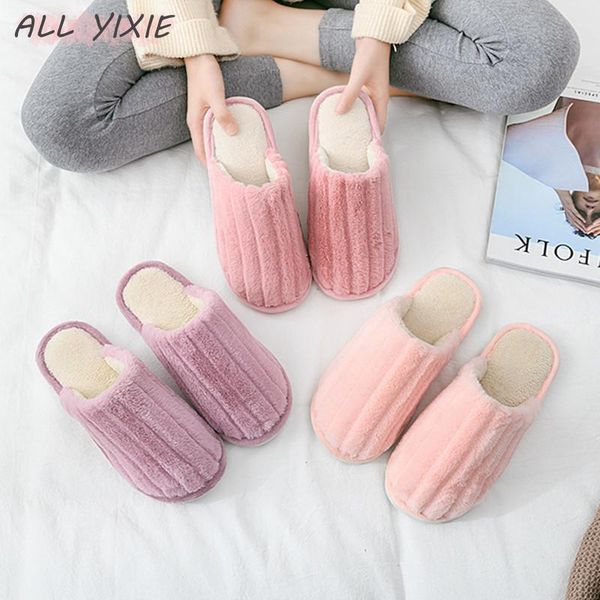 

slippers all yixie autumn and winter fashion fur cotton women couple home indoor outdoor non-slip warm, Black