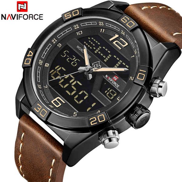 Homens Assista Naviforce Luxo Moda Quartz Wrist Watches Mens De Couro Água Data Semana Analog Clock Relogio Masculino 210517