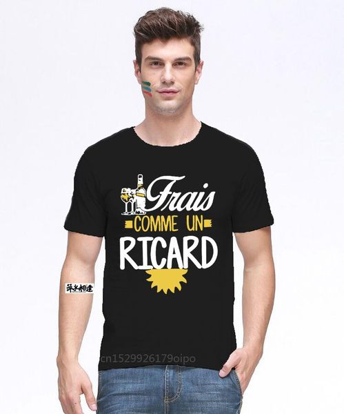 

men's t-shirts 100% cotton o-neck custom printed men t shirt frais un ricard wine women t-shirt, White;black