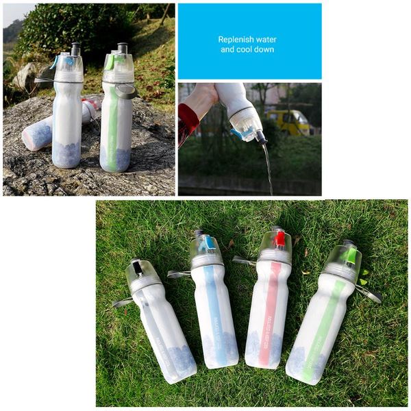 

water bottles & cages bicycle sports kettle portable plastic double layer bike fitness spray bottle with cold insulation function outdoor ac