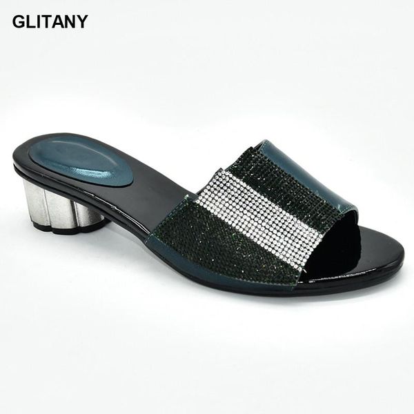 

dress shoes special arrivals wedding green color nigeriain shoe rhinestone women elegant comfy platform sandal, Black