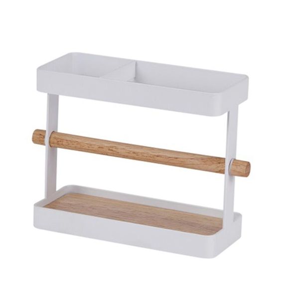 

storage bottles & jars creative kitchen wrought iron tableware rack muitifunctional deskseasoning chopsticks forks shelf (white)