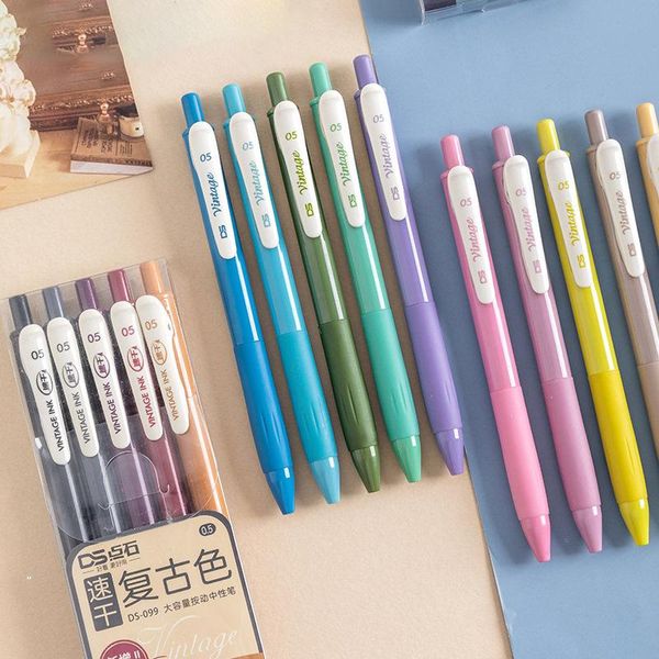 

retro color press gel pen 0.5mm set hand account signature pens