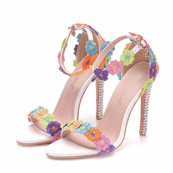 

sandals platform sandals female crystal marriage queen high multicolored heels with crystalline lace shoes party iqty, Black