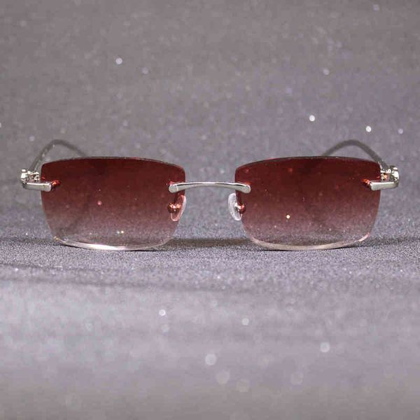 

2022 factory wholesale rimless for men and women luxury frame with panther decoration classic trendy eyewear male female d06i, White;black