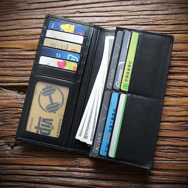 

genuine leather wallet for men male 100% real cowhide business long style bifold clutch purse with card holder men's carteira wallets, Red;black