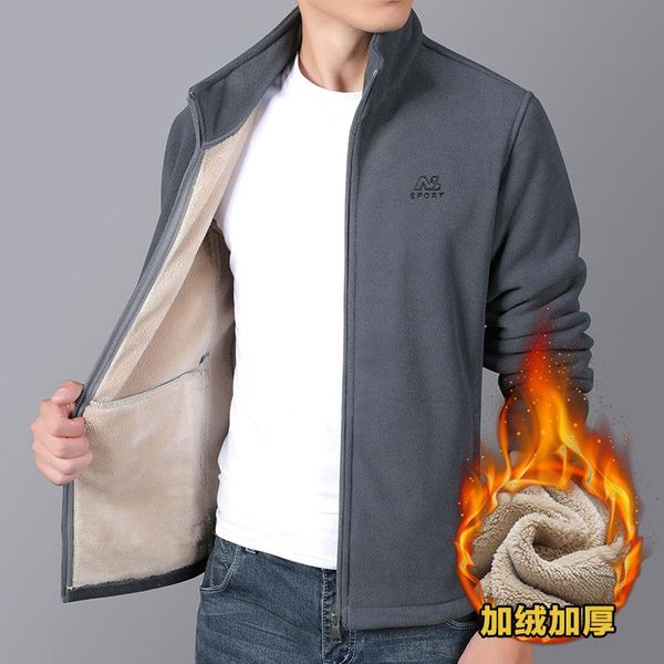 

men's hoodies & sweatshirts autumn winter outdoor fleece jacket 2021 thickened warm double-sided youth cardigan polar sweatshirt, Black