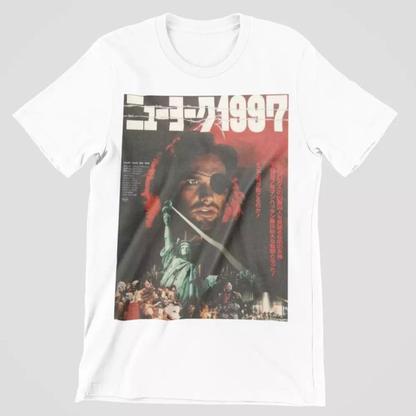 

escape ny t-shirt japan 1997 1980s plissken prison inmate escape manhatta retro, White;black