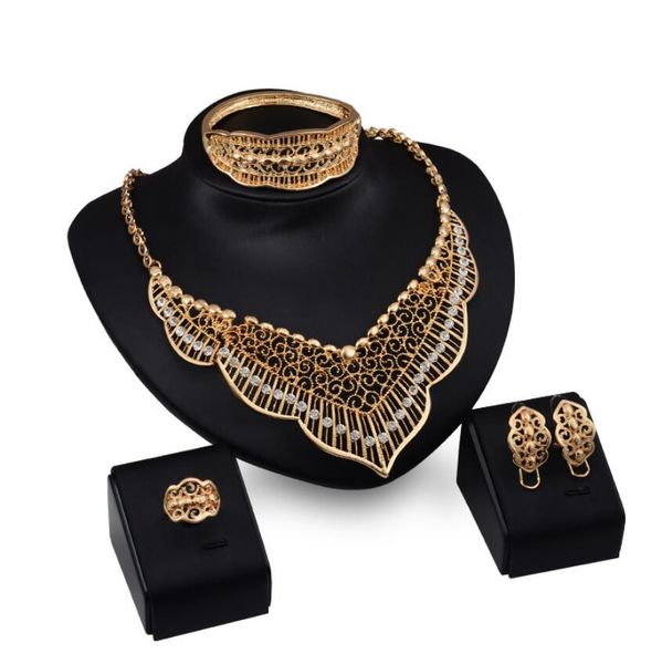 

jewelry wedding jewelry sets gold color bracelets necklaces earrings rings simple classic for bridal women, Slivery;golden